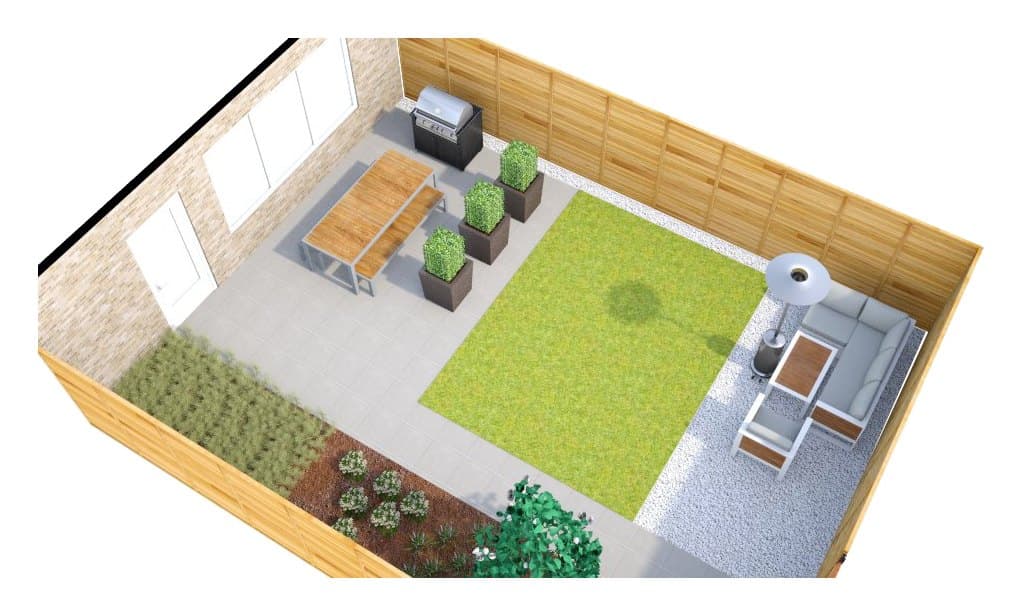 Achtertuin met bestrating (70 m²): andere kant