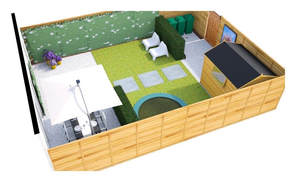 Voorbeeldtuin uit ons portfolio: achtertuin met grind, 70 m²