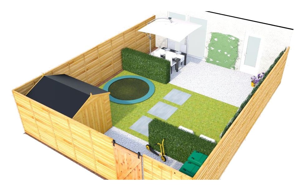 Achtertuin met grind (70 m²): andere kant