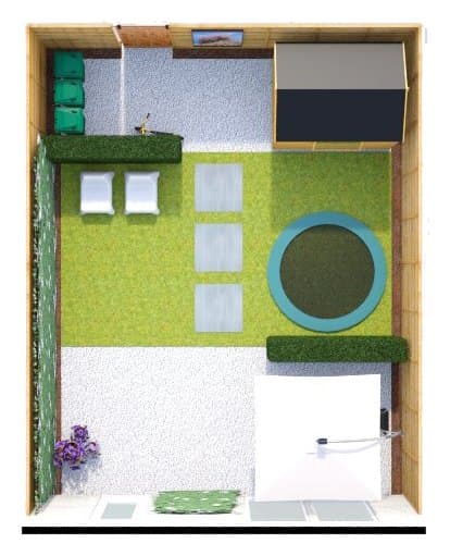 Achtertuin met grind (70 m²): plattegrond